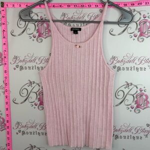 wild fable tank top mock neck Pale Pink Ribbed Tank Top with Button Accent